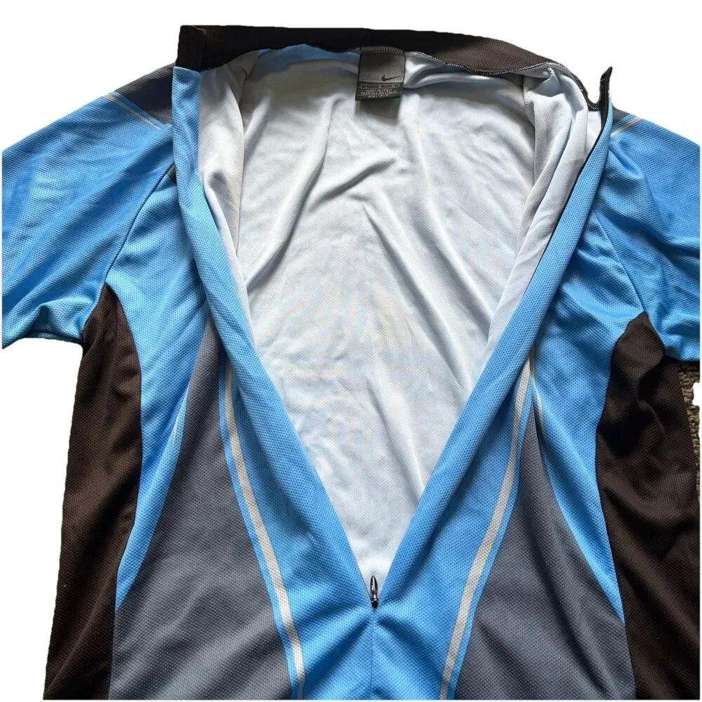 Vtg Y2K Nike Cycling Jersey Large Italy Made Blue Dri-Fit Techwear Gorpcore 2003
